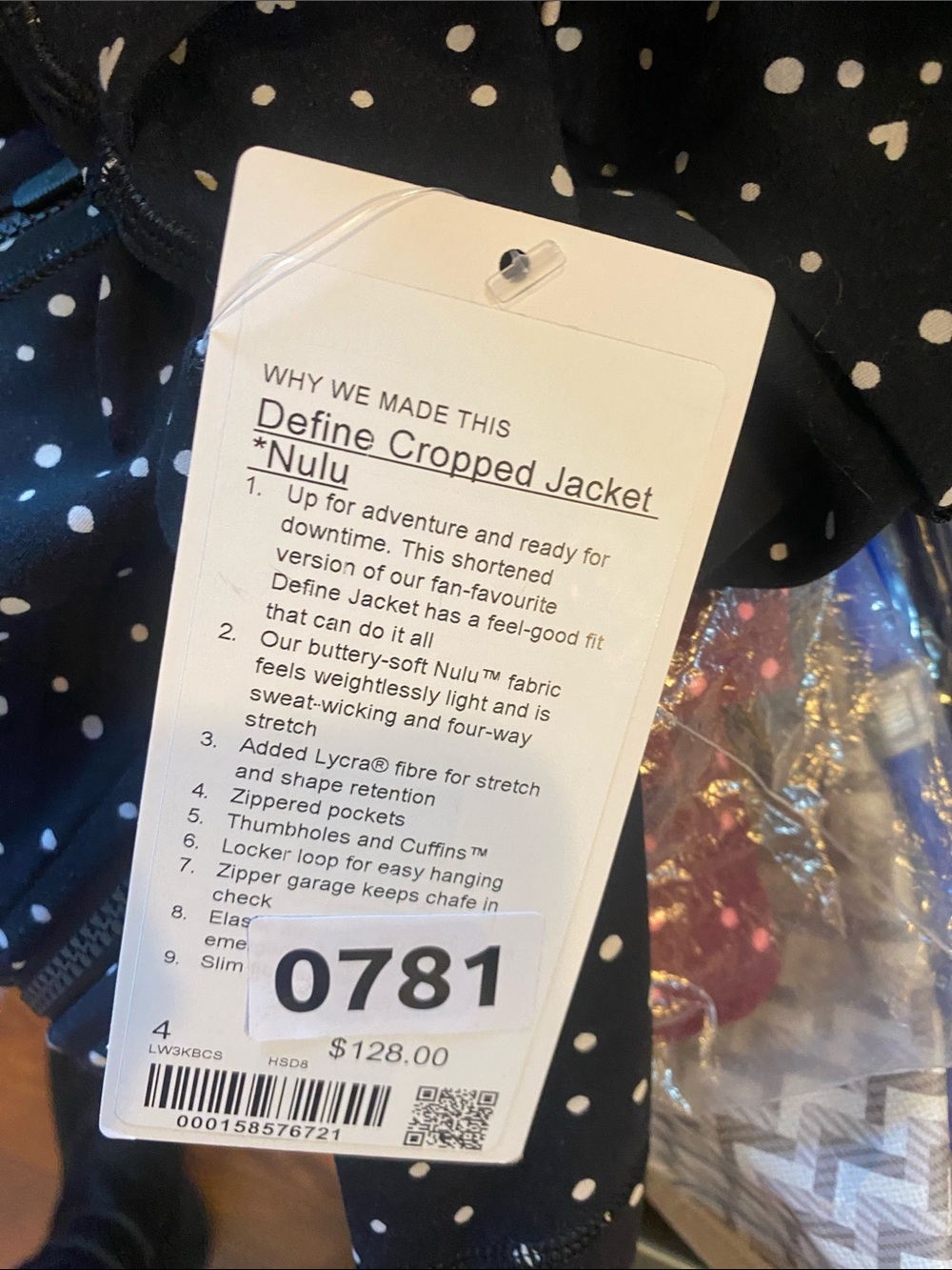 NWT Lululemon define cropped & shorts set HEART SCATTER DOT BLACK Size 4 - Picture 5 of 5